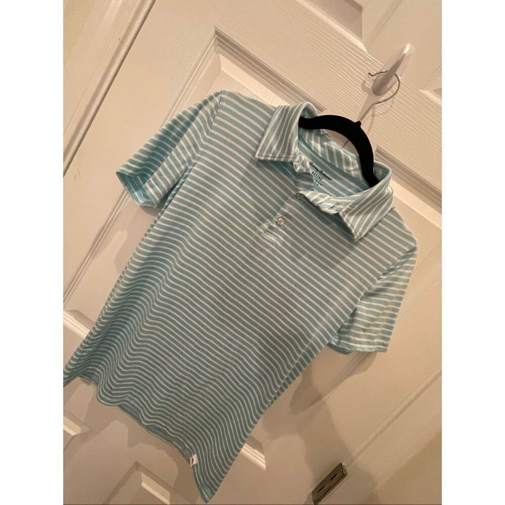 Tommy Bahama blue white striped polo size 14 active